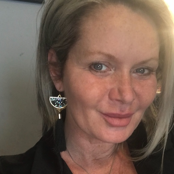 White Bohemian Crystal Tassel Earring - Picture 2 of 3